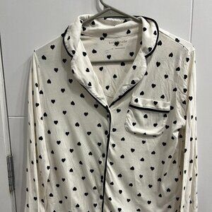 Kate Spade pajama top with black and white hearts